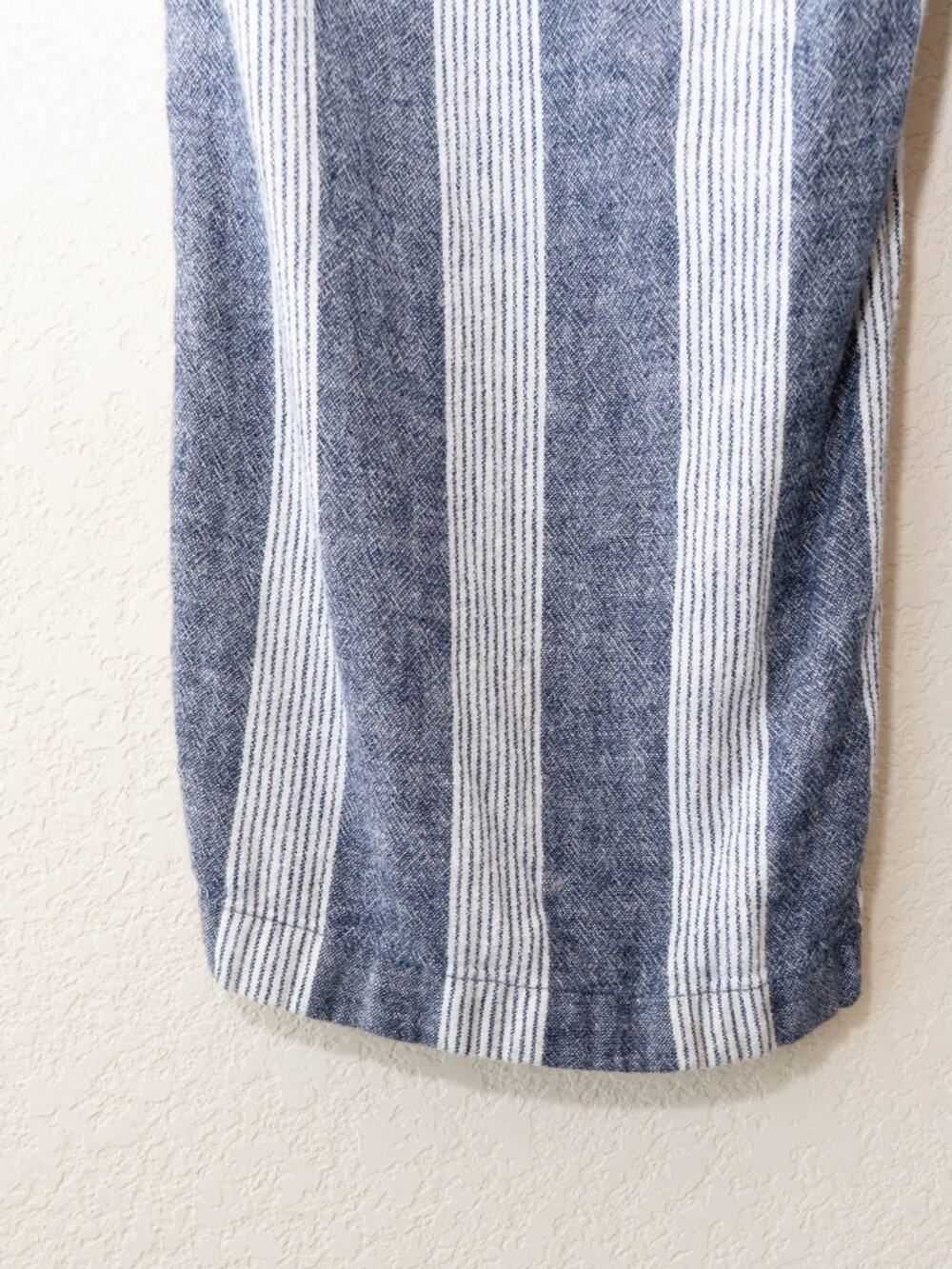 Old Navy Womens L Blue White Striped Linen Blend Wide Leg Pants Drawstring - Picture 12 of 14